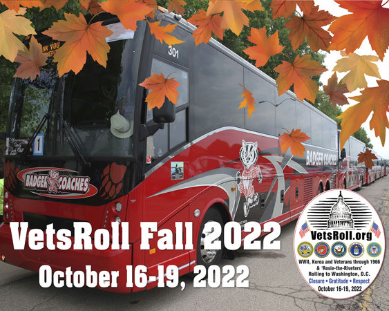 2022 badger bus for Vets Roll trip